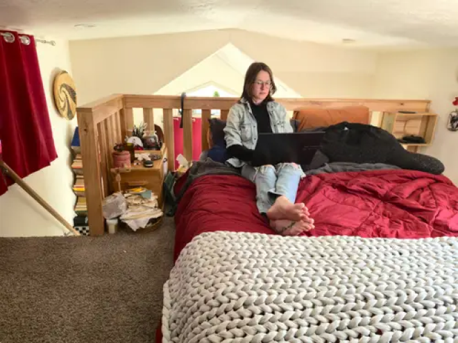 La camera da letto soppalcata