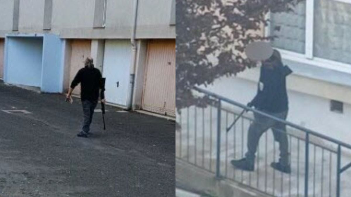 Foto di un uomo armato che inseguiva i bambini il 19 aprile, vicino a Puy-en-Velay