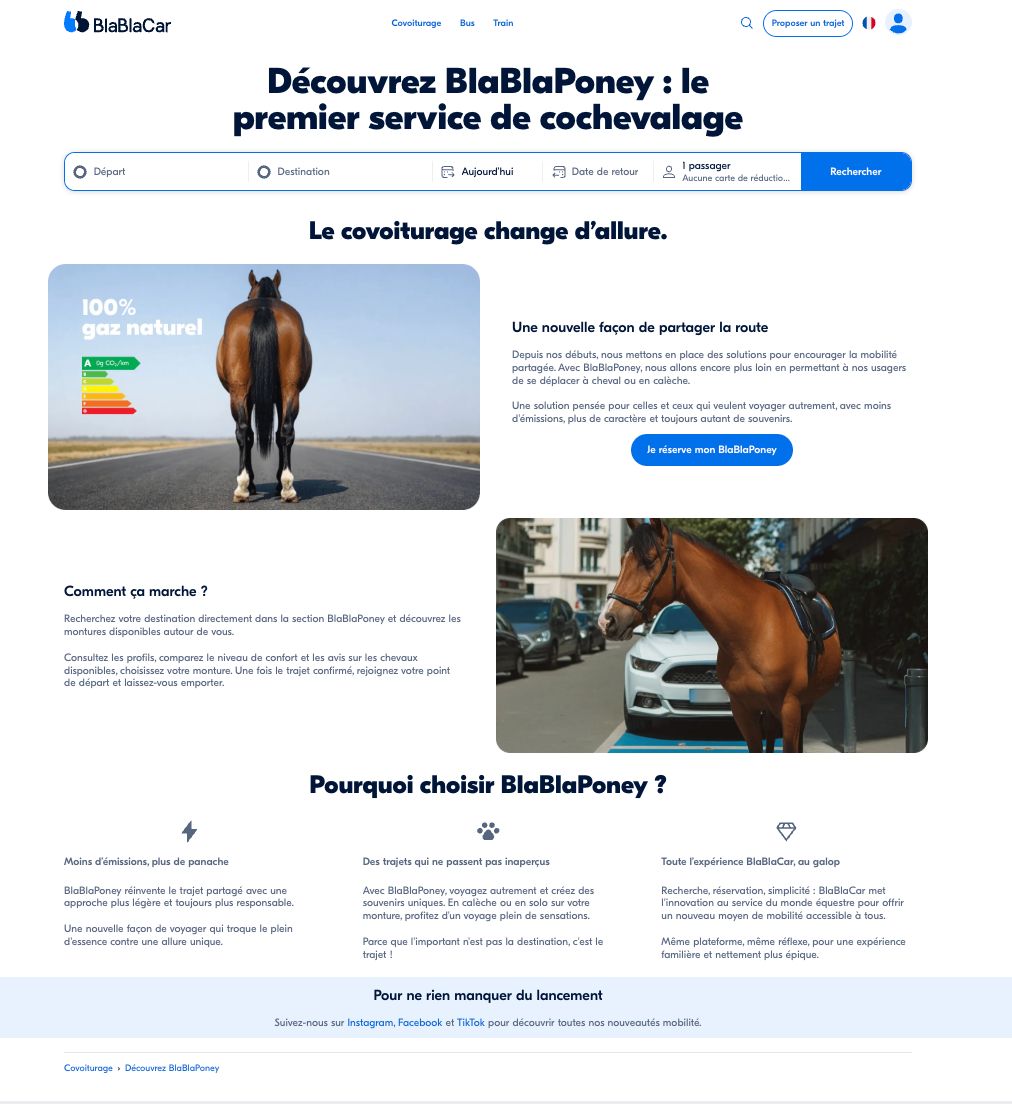 La pagina BlaBlaPoney
