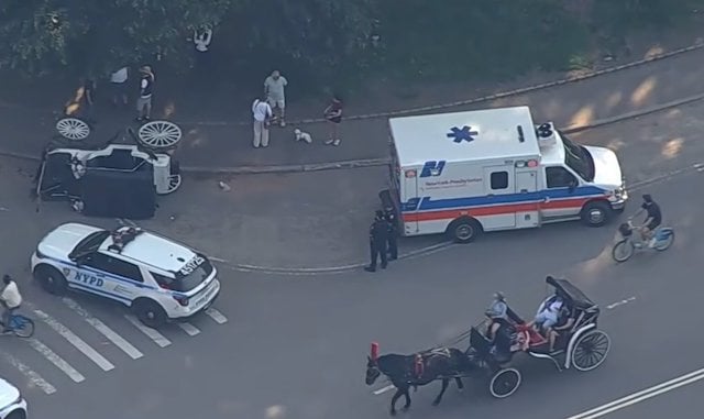Screenshot che mostra la carrozza rovesciata a terra