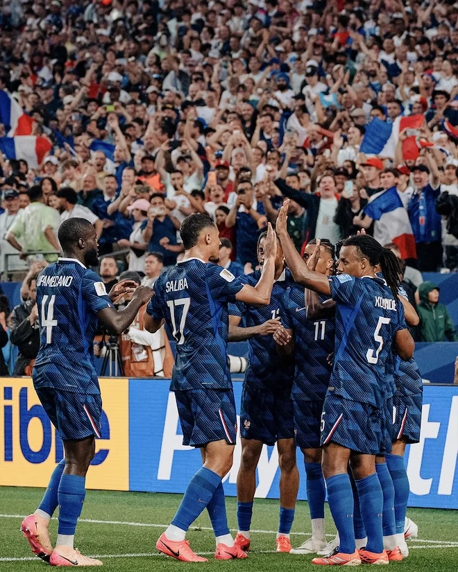 La squadra di calcio francese durante la vittoria contro l'Iraq (3-0), il 22 giugno 2026, a Filadelfia