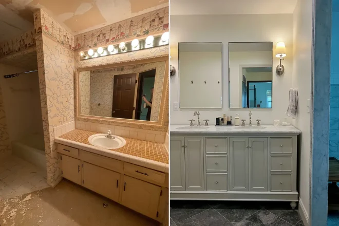 Il bagno prima e dopo i lavori