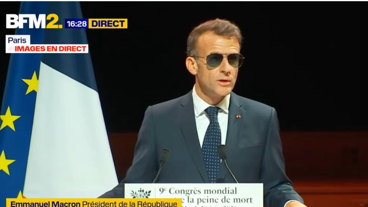 Emmanuel Macron durante il congresso mondiale contro la pena di morte, il 30 giugno 2026 a Parigi