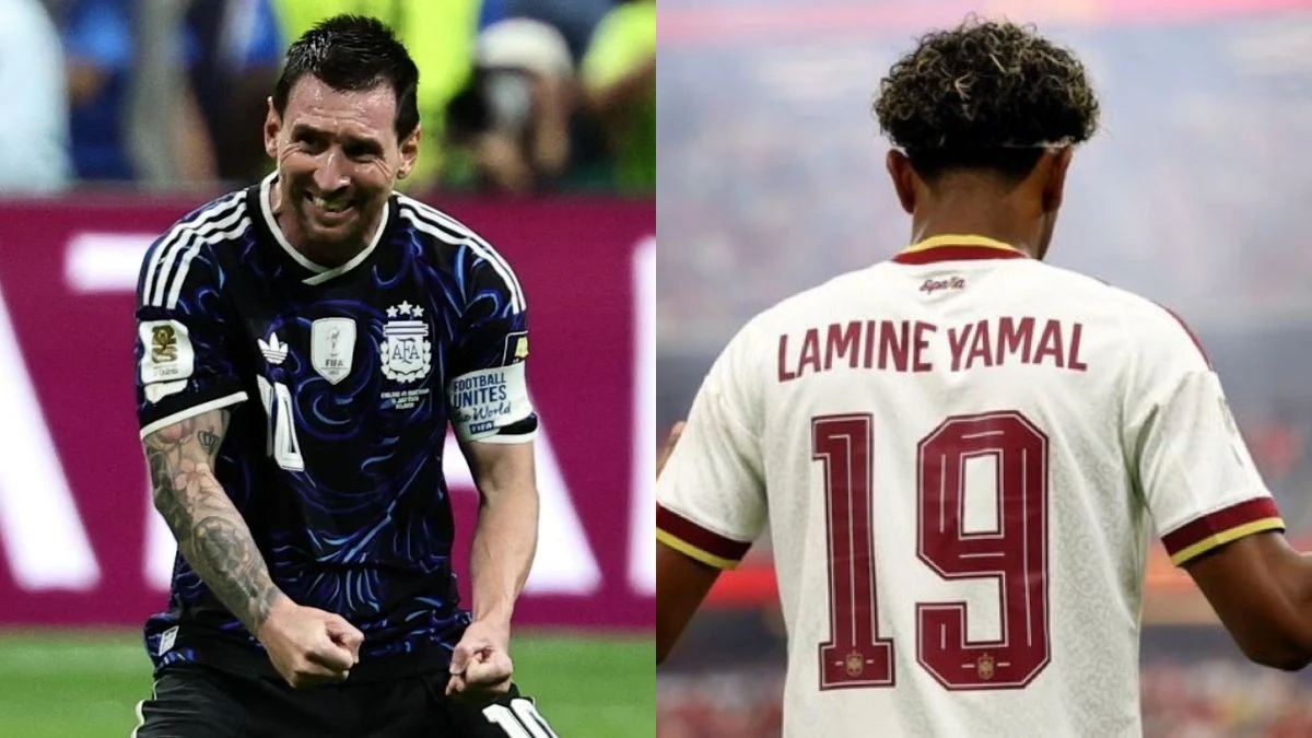 Calciatori Lionel Messi e Lamine Yamal