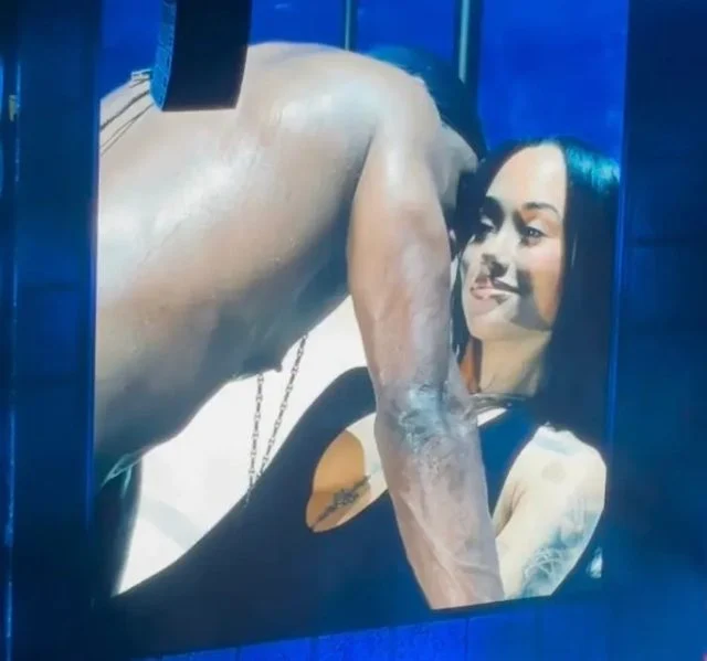 Il cantante Usher e il fan sul palco