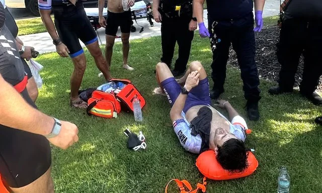 Jonathan Bruney durante il suo salvataggio
