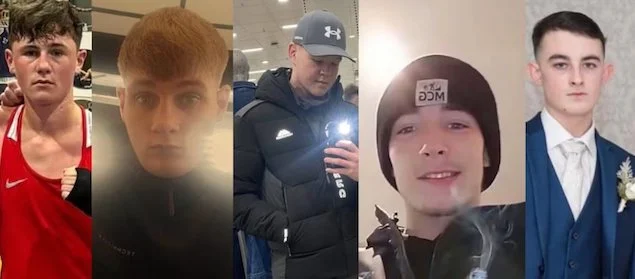 I cinque giovani uccisi nell'incidente