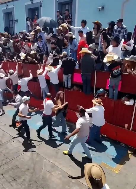 I partecipanti si aggrappano alle barriere