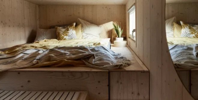 La zona letto della tiny house