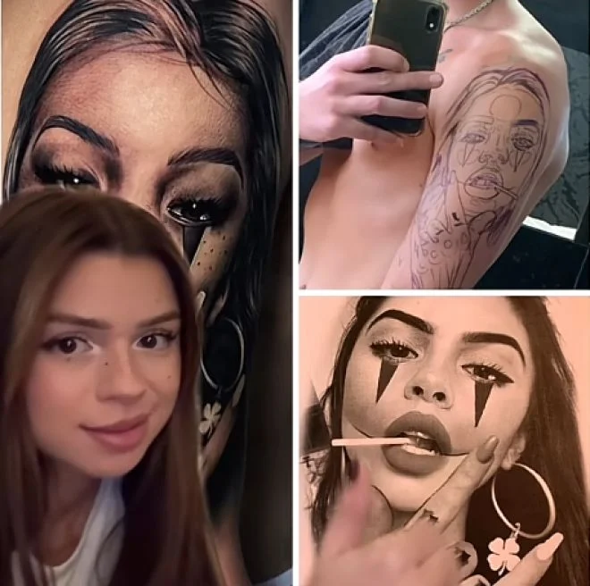 Il volto di Mélanie tatuato