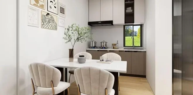 L'interno della casa prefabbricata